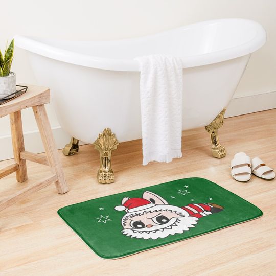 Labubu Christmas sticker  Bath Mat, For Bathroom, For Kitchen