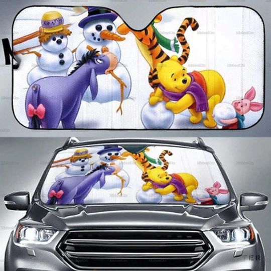 Pooh Christmas Car Sunshade, Pooh Car Decor, Winnie The Pooh Auto Sunshade, Windshield Sun Shade, Pooh Lovers Gift