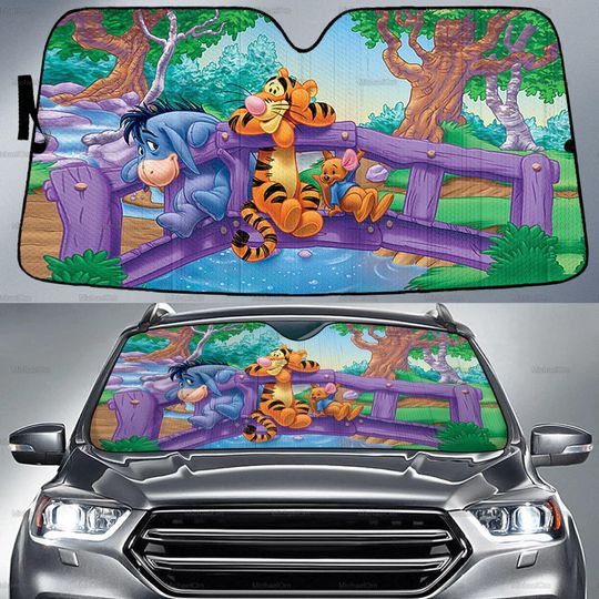 Eeyore And Trigger Car Sunshade, Eeyore Car Decor, Trigger Auto Sunshade, Car Windshield Cover, Roo Lovers Gift, New Car Gift
