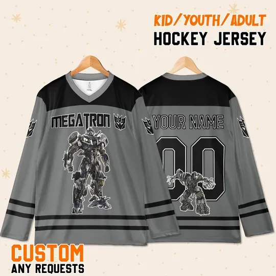 Custom Megatron Hockey Jersey, Transformers Shirt for Theme Park Outfit, Disneyland Trip 2025 Family Matching Gift