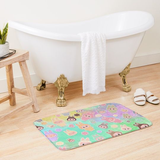 Labubu Pattern Bath Mat, For Bathroom, For Kitchen