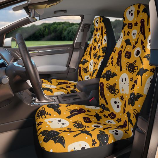 Spooky Halloween Car Seat Covers: Ghosts, Bats, Pumpkins