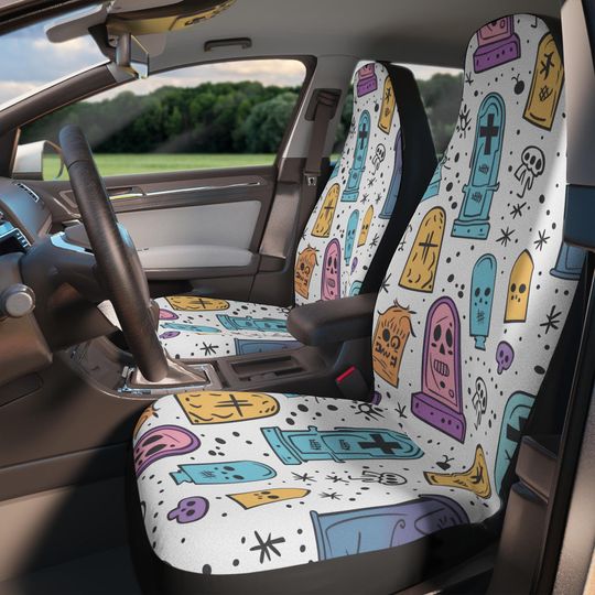 Halloween Car Seat Covers: Spooky Graveyard Auto Decor