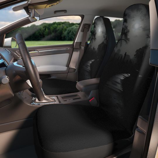 Goth Graveyard Car Seat Covers, Halloween Car Accessories, Gore Lover Gift, Spooky Moon Vehicle Decor, Black Alternative Auto, Halloween