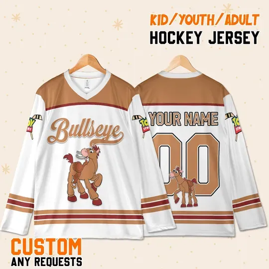 Custom Toy Story Bullseye Hockey Jersey, Family Matching Outfit