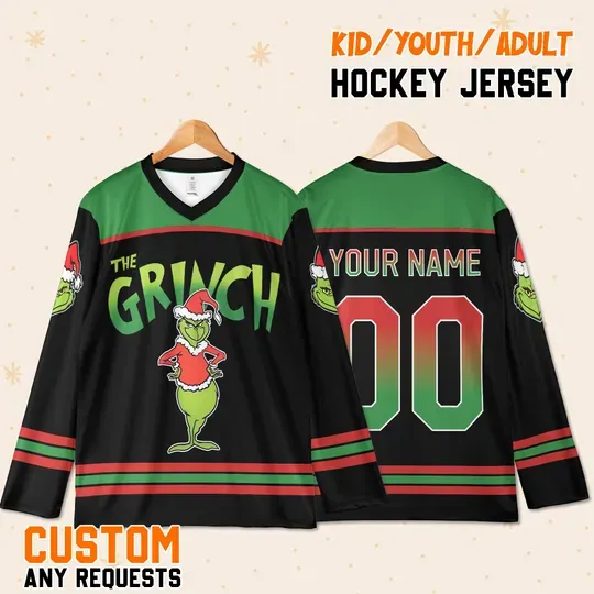 Custom funny character Stitch Christmas Hockey Jersey, Funny Holiday Gift
