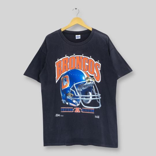 Vintage 90s Denver Broncos football T Shirt, Denver Broncos Riddell Helmet Logo Shirt
