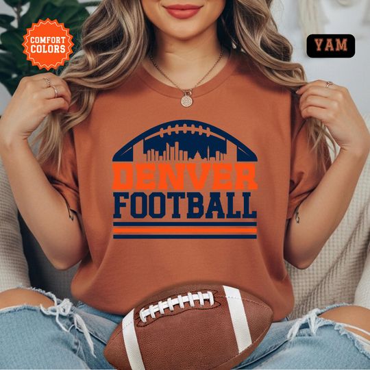 Denver Broncos Football T-Shirt, Trendy Mile High City Skyline Fan Shirt, Vintage Retro Tee