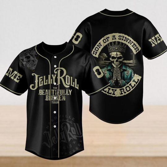 Custom Jelly Roll Baseball Jersey, Son Of A Sinner Jelly Roll Baseball Shirt
