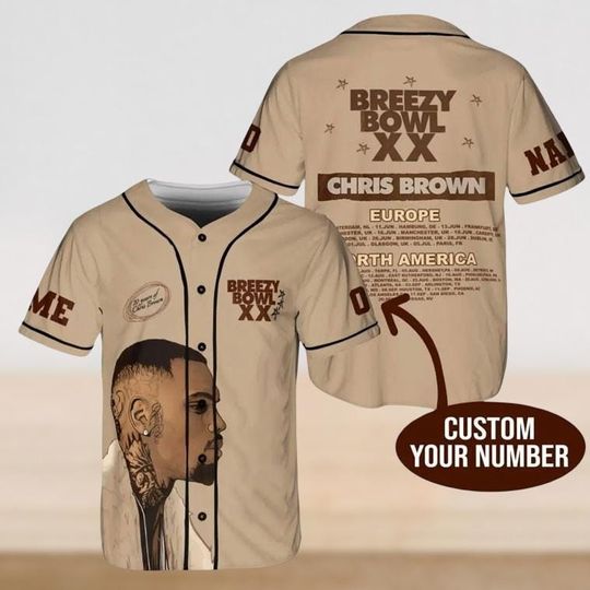 Custom Chris Brown Tour Breezy Bowl XX Baseball Shirt
