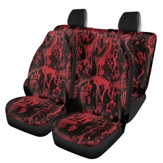 Halloween Horror Hand Personalized Car Seat Cover Full Set Front Saddle Blank...