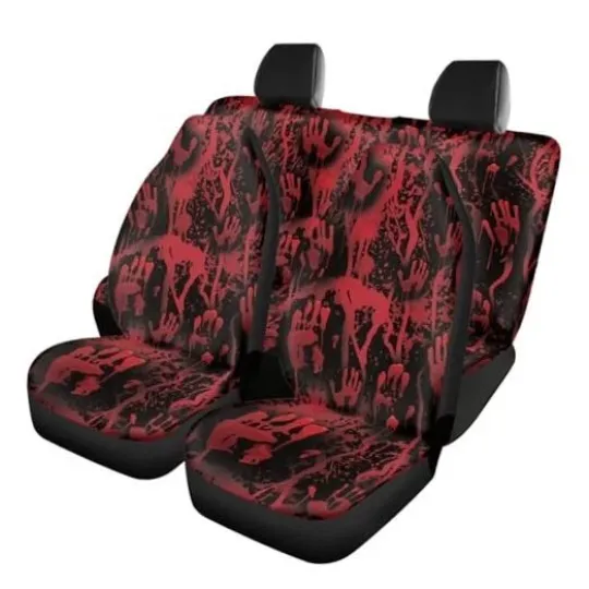 Personalized Car Seat Cover Full Set Front Saddle Blanket Halloween Horror Hand