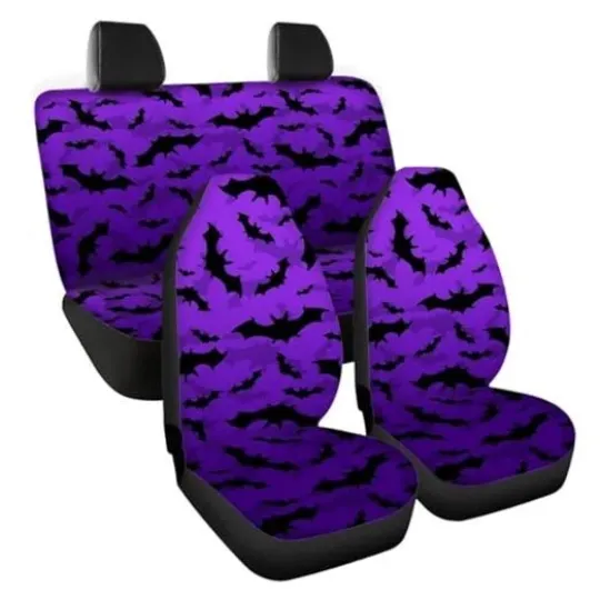 Car Seat Cover for Front and Back Seat Non Slip Car Seat Cushion Halloween Bats