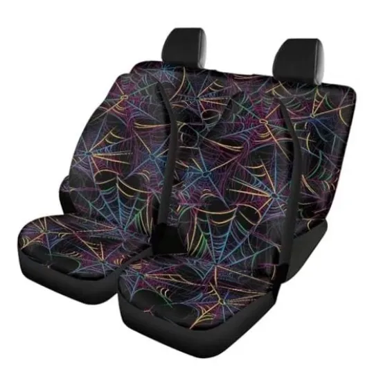 Colorful Spider Web Car Seat Covers Full Set Colorful Halloween Spider Web