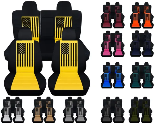 Front and Rear car seat Covers Fits 2008- 2021 Dodge Challenger American Flag