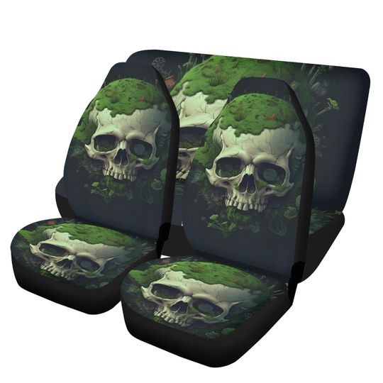 Gothic skull seat cover protector, goth seat cover protector, death skull car protector, halloween seat cover protector skull car mats set