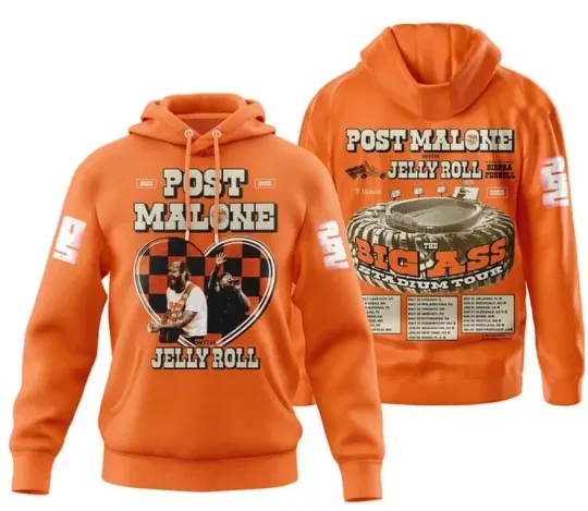 Post Malone & Jelly Roll 2025 Stadium Tour 3D Hoodie