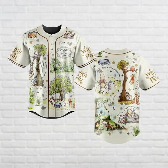 Retro Winnie The Pooh Baseball Jersey, Pooh and Friends Jersey Shirt