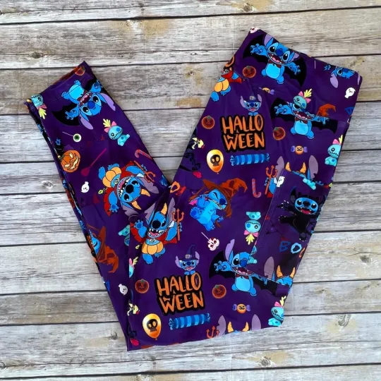 Stitch Halloween Women's Leggings with Pockets