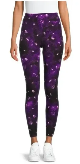 Women's Printed Leggings Halloween Purple Skulls