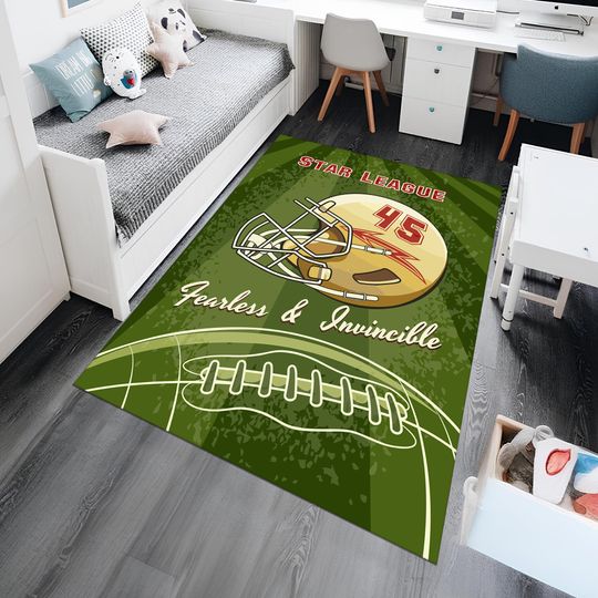 American Football Rug, Helmet Rug, Sport Rug, Kids Room Rug, Custom Hypebeast Area Rug