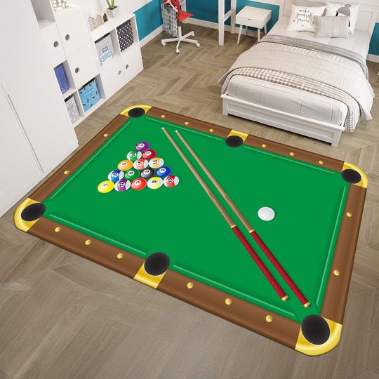 Billiards Rug, Billiards Table Rug, Billiard Balls Rug, Game Rug, Custom Area Rug