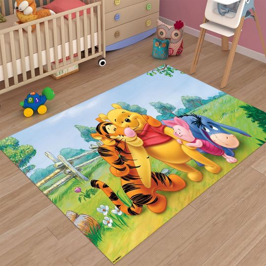 Winnie The Pooh Rug, Kids Rug, Colorful Rug, Custom Area Rug, Nursery Decor