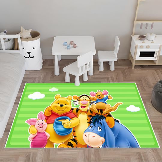 Winnie The Pooh Rug, Child Rug, Kids Rug, Colorful Rug, Custom Area Rug, Nursery Decor