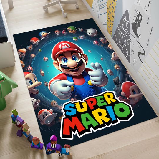 Children's Room Rug, Retro Game Rug, Video Game Rug, Colorful Rug, Custom Area Rug
