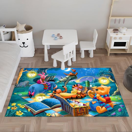 Winnie The Pooh Rug, Winnie Rug, Kids Rug, Colorful Rug, Custom Area Rug, Nursery Decor