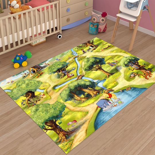 Winnie The Pooh Rug, Child Rug, Kids Rug, Colorful Rug, Custom Area Rug, Nursery Decor