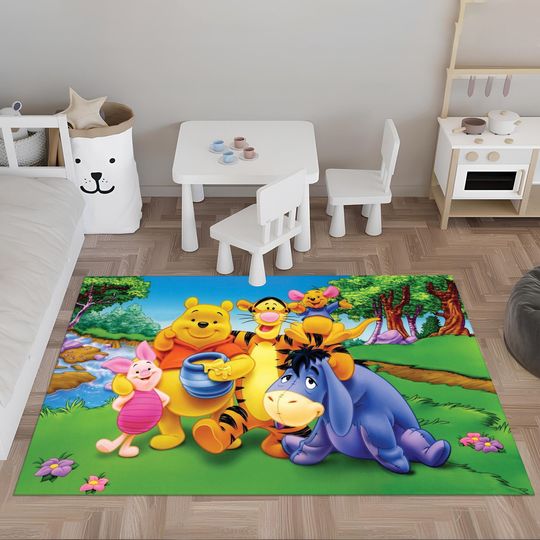 Winnie The Pooh Rug, Winnie Rug, Kids Rug, Colorful Rug, Custom Area Rug, Nursery Decor