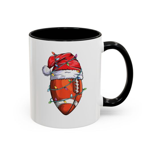Festive Football Coffee Mug - Perfect for Sports Lovers, Holiday Gatherings, Christmas Gifts, Hot Cocoa, Team Spirit