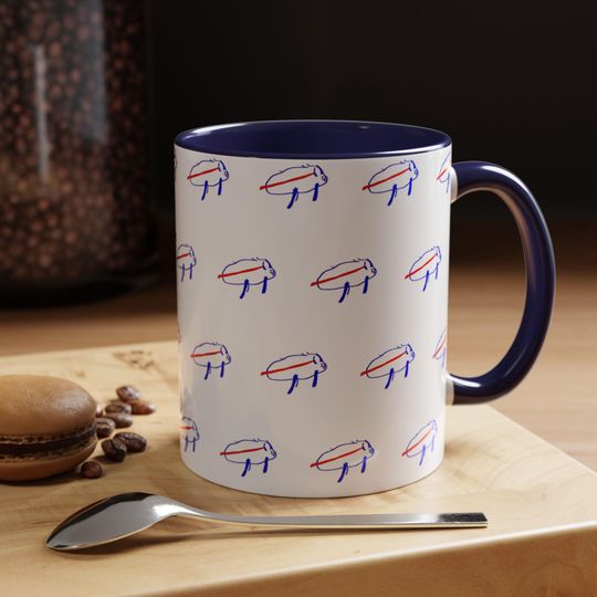 Josh Allen Buffalo Bills Logo Coffee Mug, Buffalo Bills Inspired Accent Coffee Mug, Christmas Gift for him, football gift