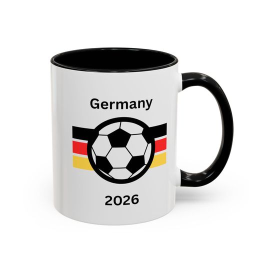 Germany 2026 Soccer Accent Mug | Football Fan Gift, Coffee Lover Cup, Sports Team Souvenir, World Cup 2026, Germany Pride