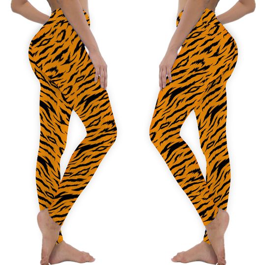 Womens tiger print leggings, animal print leggings, tiger skin leggings, printed leggings, workout leggings, yoga pants, high waist leggings