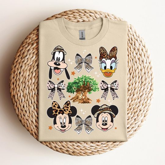 Vintage Coquette Bows Mickey and Friends Animal Kingdom 2025 Shirts, Animal Kingdom Shirts, 2025 Disney Safari Shirts, Mickey Safari Shirts