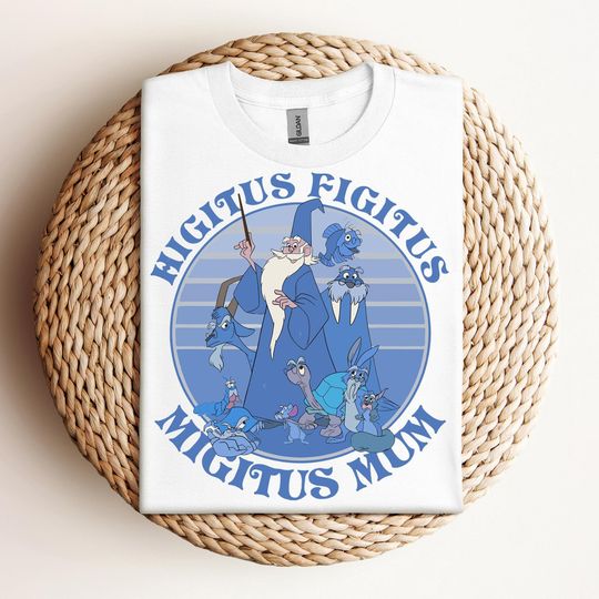 Discover Disney Merlin Higitus Figitus Migitus Mum Retro T-shirt, The Sword In The Stone 1963 Characters Tee, Disneyland Family Vacation 2025 Trip