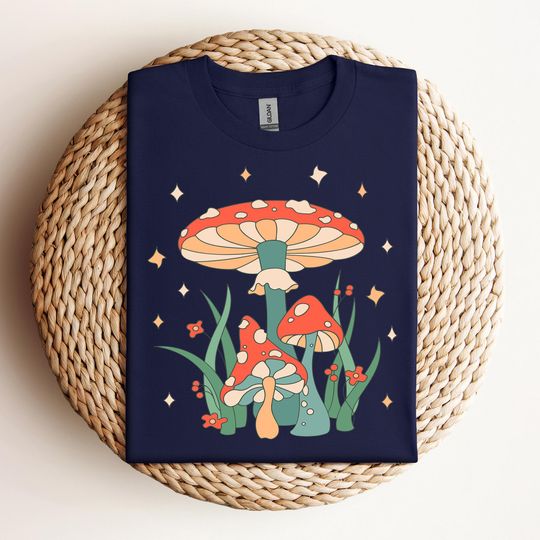 Mushroom T-shirt, Wild Flower Shirt, Cottagecore Shirt, Botanical Mushroom Shirt, Mushroom And Floral Shirt, Botanical Shirt