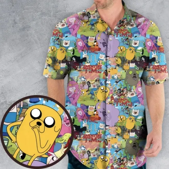 Adventure Time Characters Pattern Hawaiian Shirt