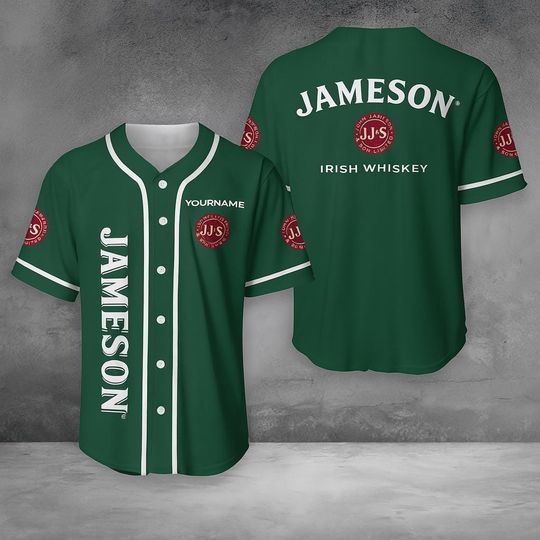 Discover Jameson Irish Whiskey Baseball Jersey  Custom Green Shirt with Your Name