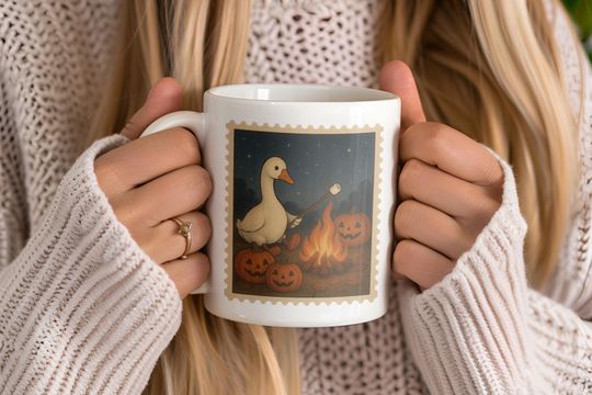 Cute Spooky Goose Coffee Mug, Halloween Witchy Mug