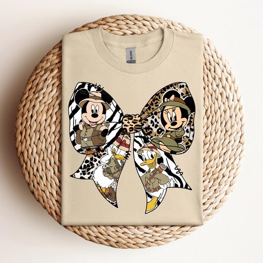 Mickey And Friends Leopard Coquette Bows Animal Kingdom T-Shirt, Disney Safari Mode Let's Get Wild Tee, Magic Kingdom,Family Vacation