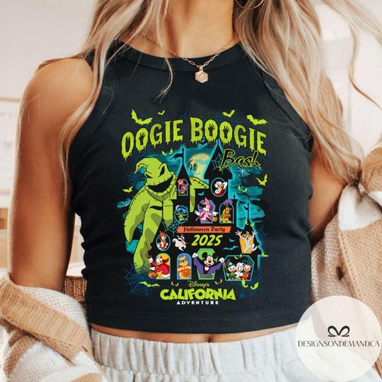 Oogie Boogie Bash 2025 Crop Tank Top, Disneyland Halloween party Tank Top, Halloween costume family matching Tee, Mickey & friends Halloween