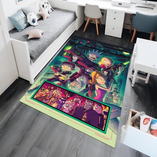 Rick And Rickandmorty Rug, Colorful Rug, Anime Rug, Custom Area Rug, Nursery Decor, Gift for Him
