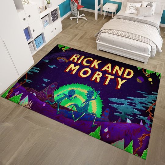 Rick And Rickandmorty Rug, Colorful Rug, Anime Rug, Custom Area Rug, Nursery Decor, Gift for Him
