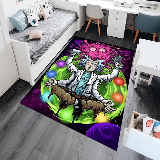 Rick And Rickandmorty Rug, Colorful Rug, Adult Rug, Custom Area Rug, Kids Room Decor, Gift