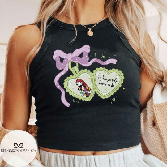 Coquette bow Sally the nightmare before Christmas Crop Tank Top, Oogie Boogie Bash 2025 shirt, Disneyland Halloween party shirt