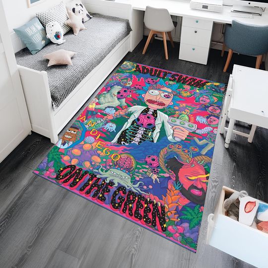 Rick And Rickandmorty Rug, Colorful Rug, Adult Rug, Anime Rug, Custom Area Rug, Gift