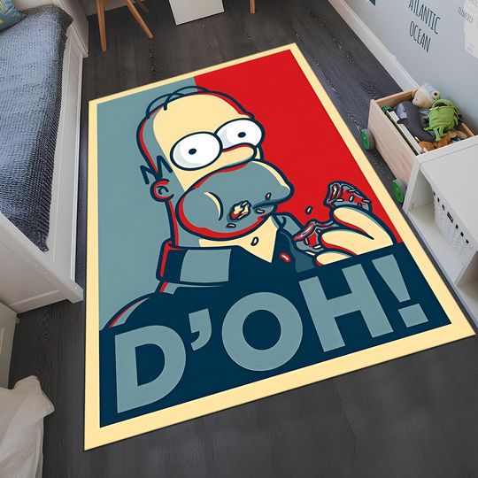 Simpsons Rug, Pop Art Rug, Adult Rug, Colorful Rug, Custom Area Rug, Anime Decor, Gift